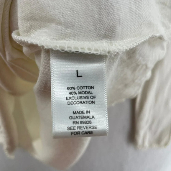 LOGO by Lori Goldstein T-shirt Womens L White Long Sleeved Ruffle Trim Pullover - Picture 9 of 12